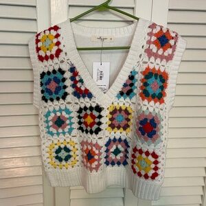 Molly Green cropped crocheted sweater vest